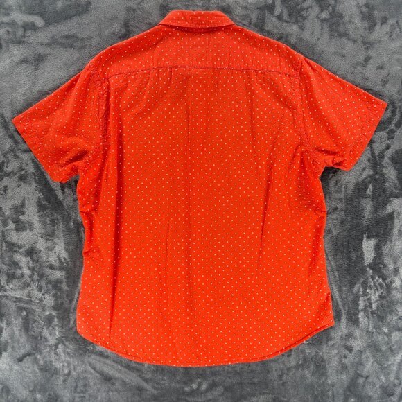 Bonobos Shirt Men XL Slim Fit Orange Polka Dot Button Up Short Sleeve Summer - Picture 2 of 14